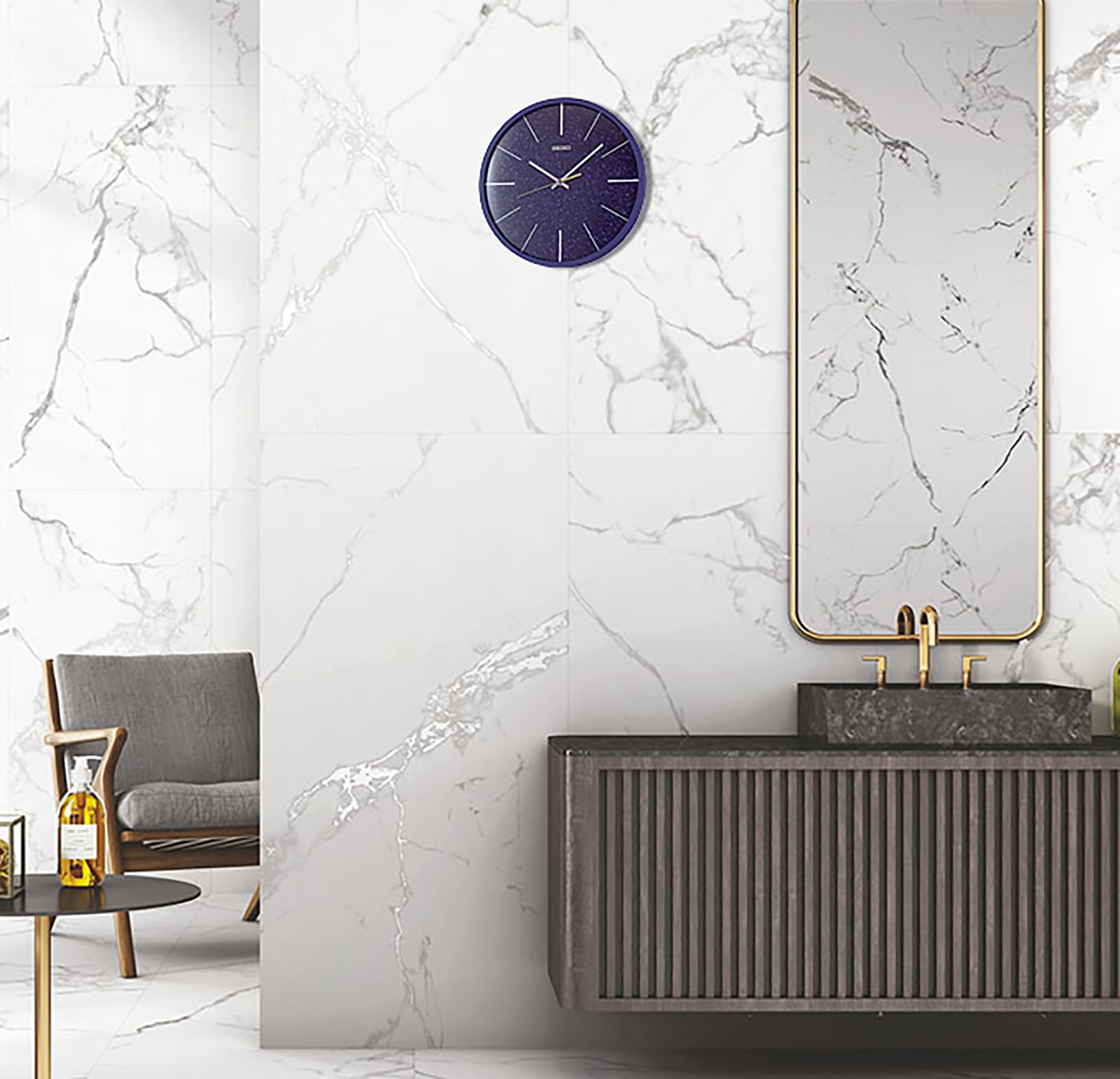 Amazon.com: SEIKO QXA828ALH Modern Faux Granite Non Ticking Wall